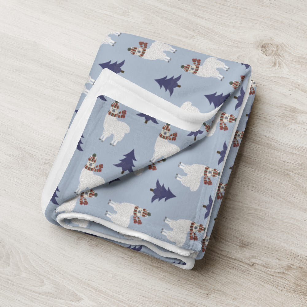 Winter Llama Throw Blanket 50″ × 60″ (127 × 153 cm)