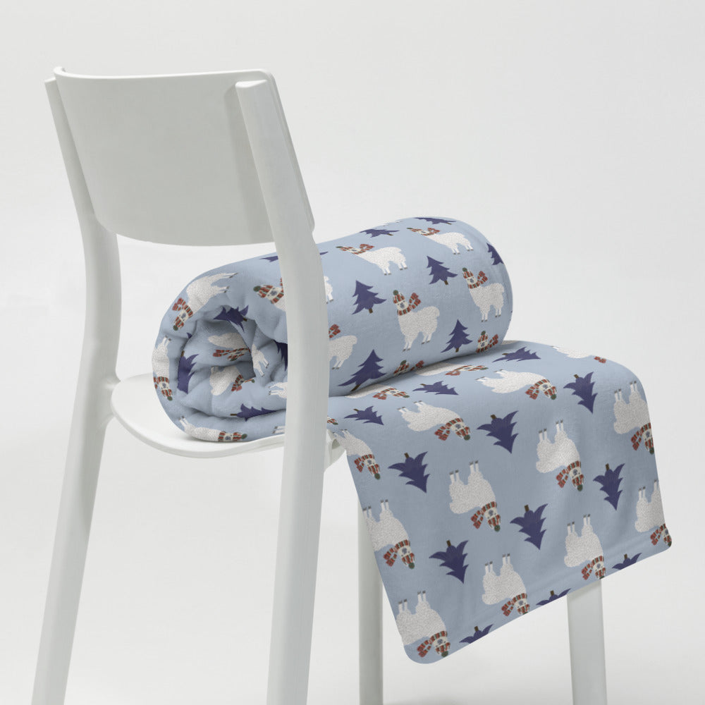 Winter Llama Throw Blanket 50″ × 60″ (127 × 153 cm)
