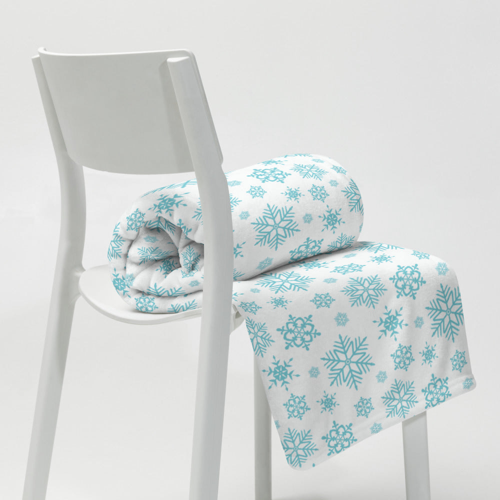 Blue Winter Snowflakes Throw Blanket