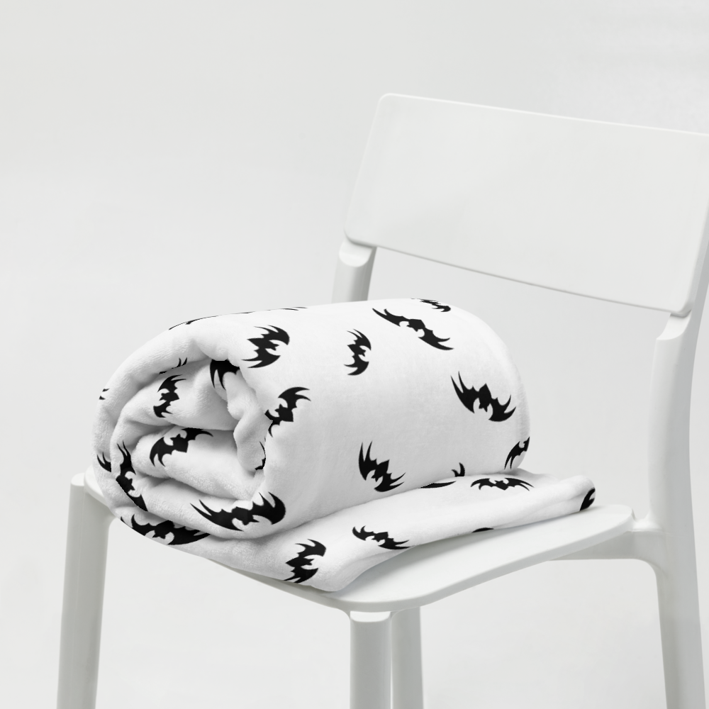 Black Bats Throw Blanket - Black and White 50″ × 60″