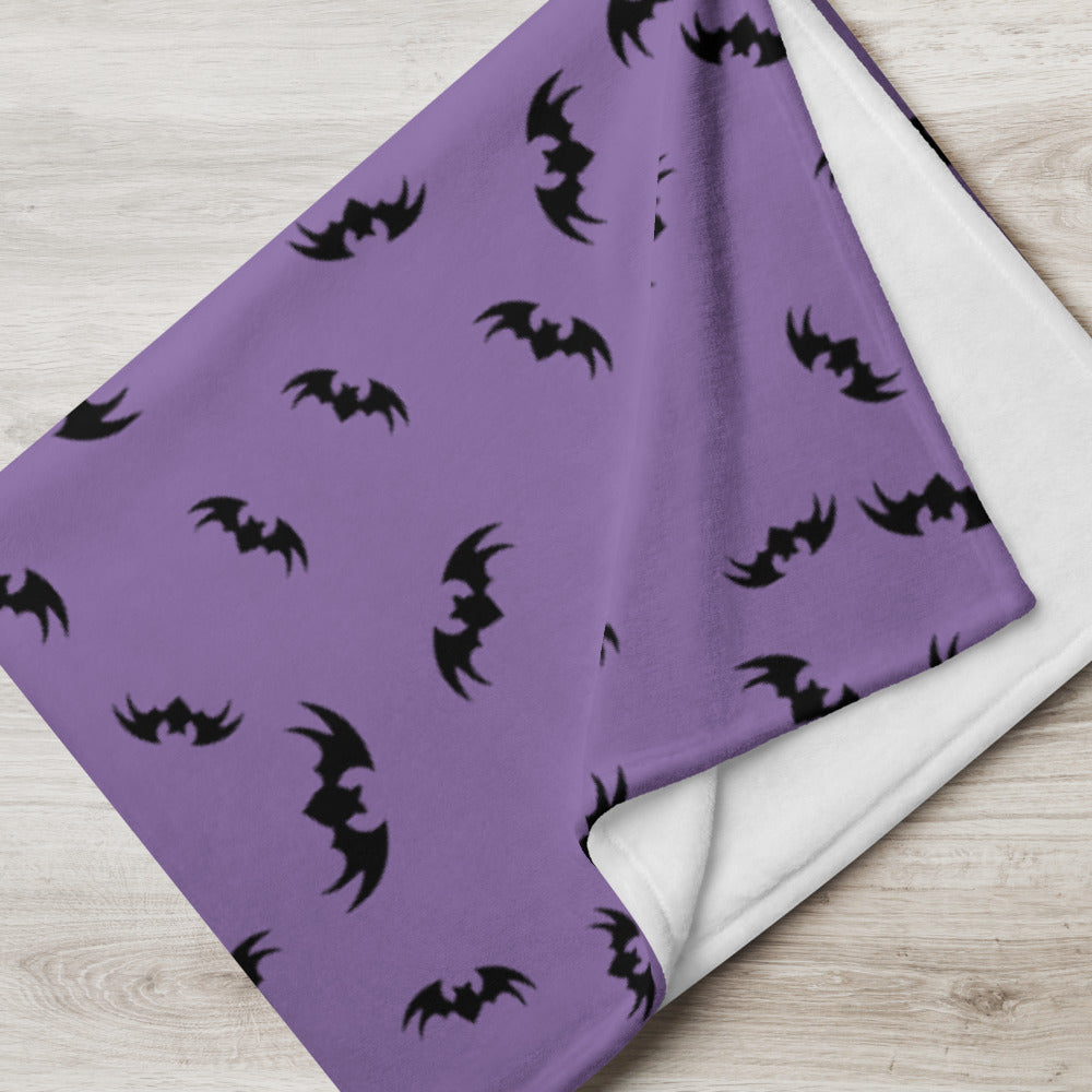 Bats Halloween Throw Blanket - Purple 50″ × 60″