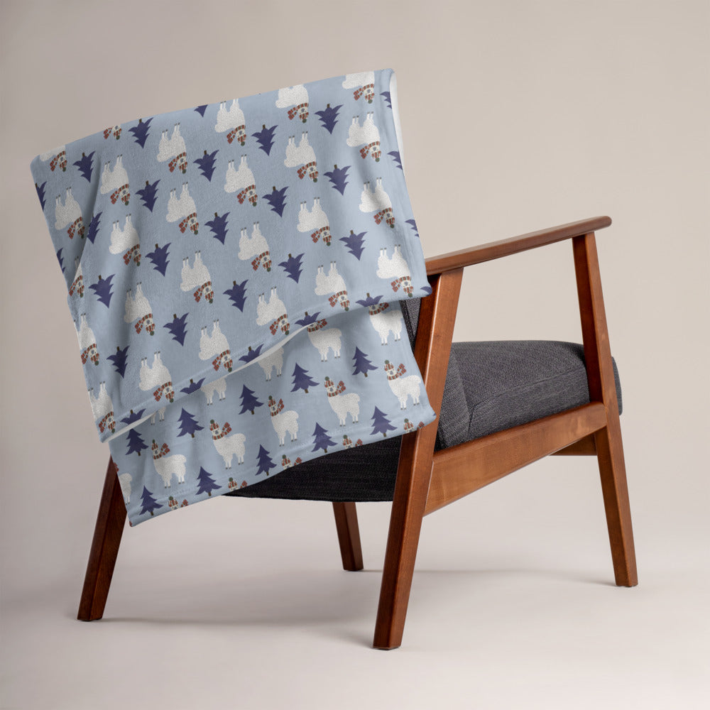 Winter Llama Throw Blanket 50″ × 60″ (127 × 153 cm)
