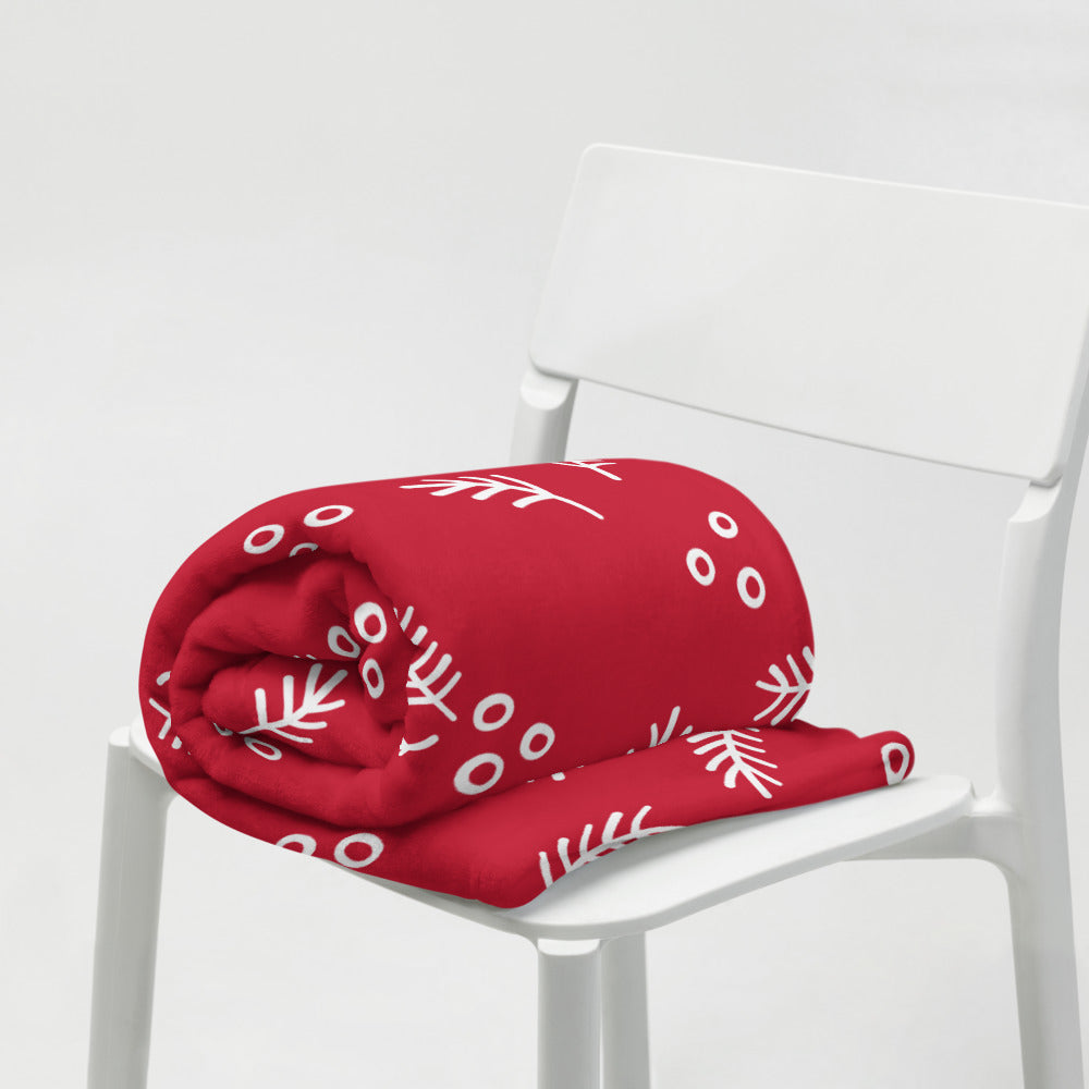 Fir Branch Festive Throw Blanket - 50″ × 60″ (127 × 153 cm)