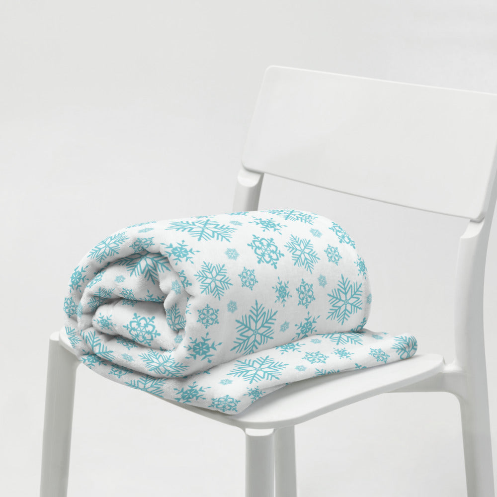 Blue Winter Snowflakes Throw Blanket