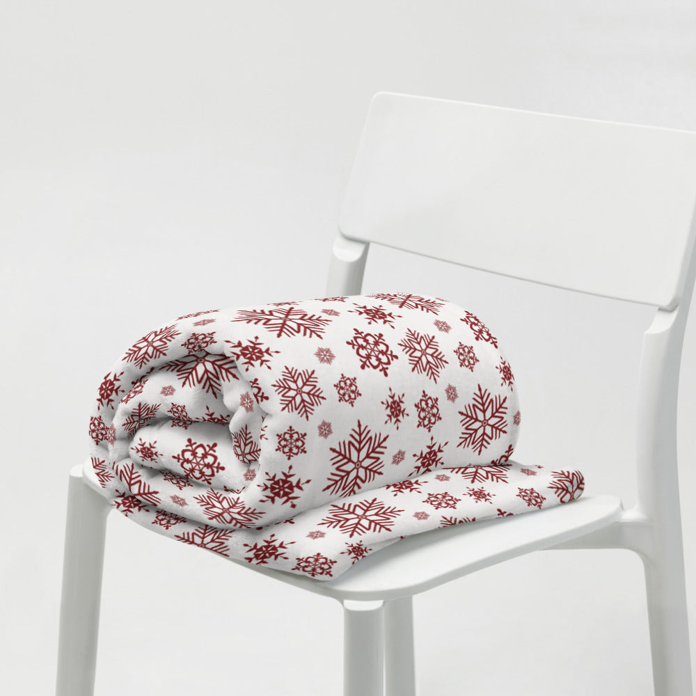 Red and White Snowflakes Throw Blanket
