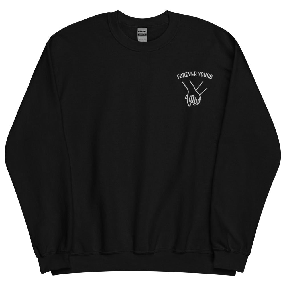 You're Mine, Forever Yours Embroidered Couple Sweatshirts - Black/White