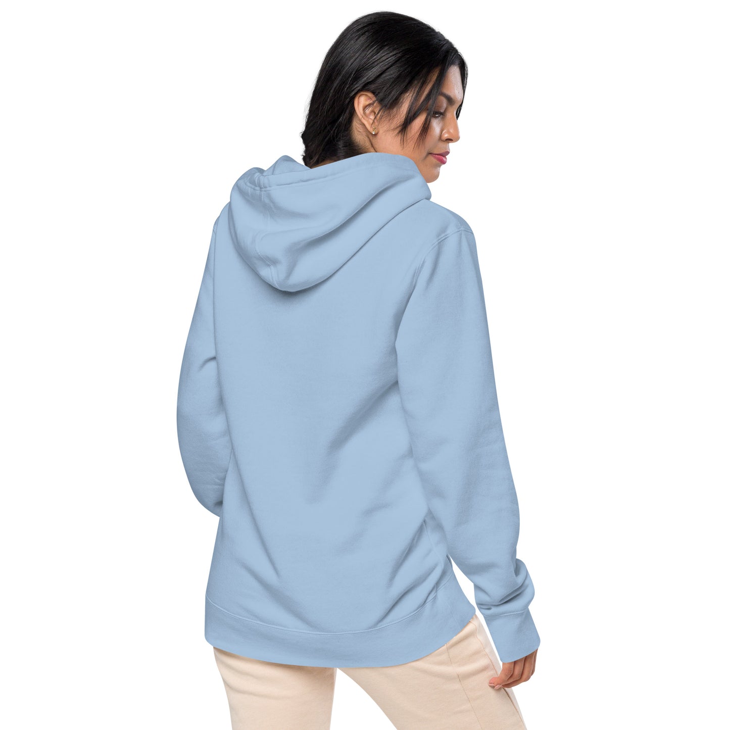 Red Embroidered Rose Gender Neutral Pigment-dyed Hoodie