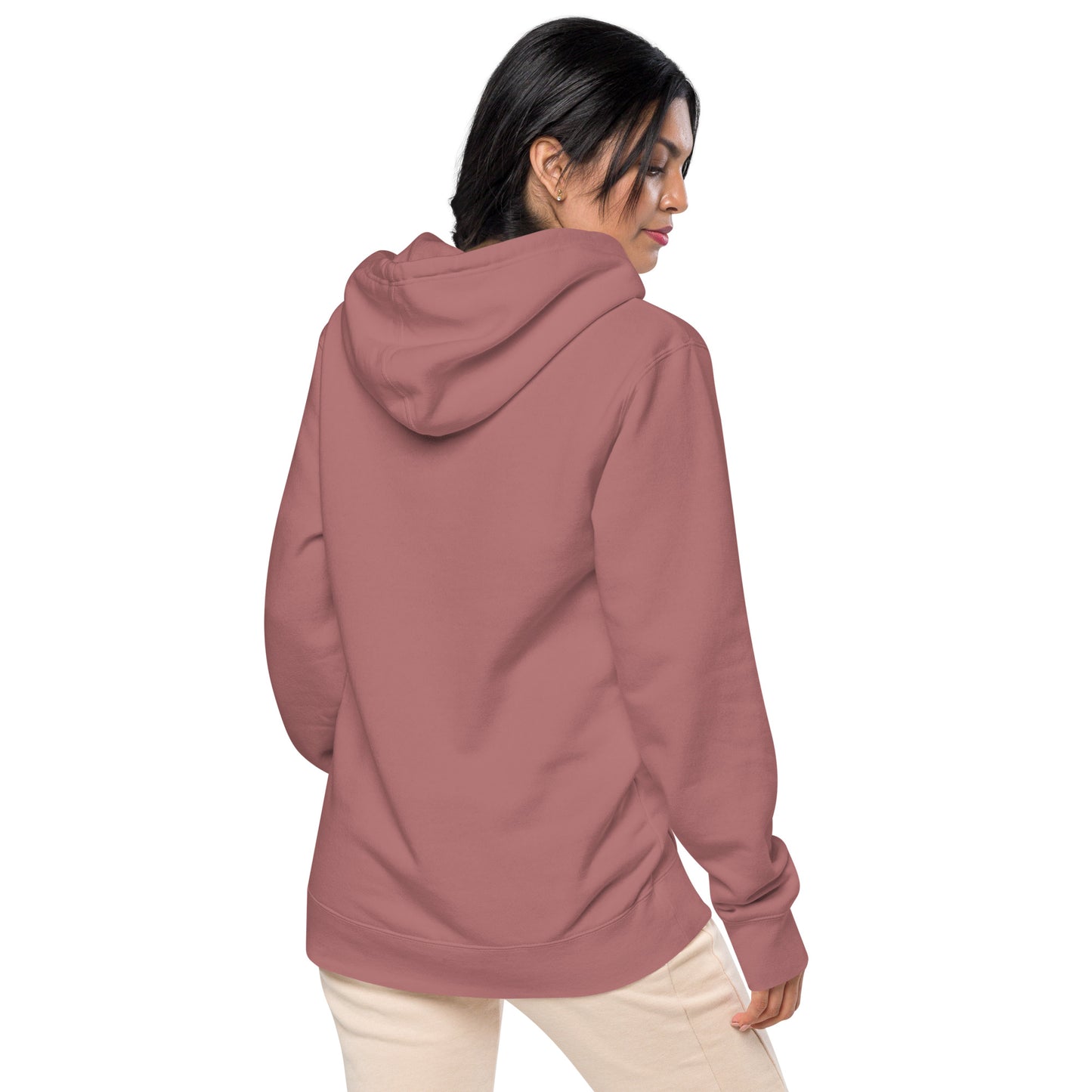 Red Embroidered Rose Gender Neutral Pigment-dyed Hoodie