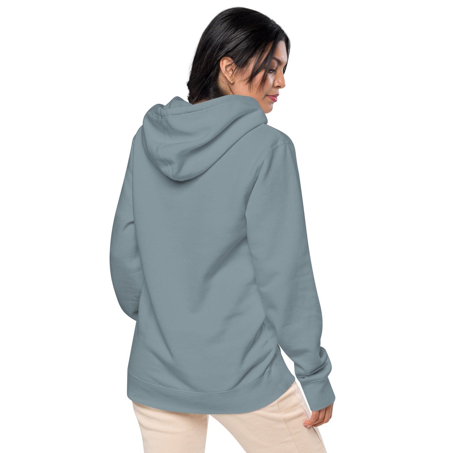 Red Embroidered Rose Gender Neutral Pigment-dyed Hoodie