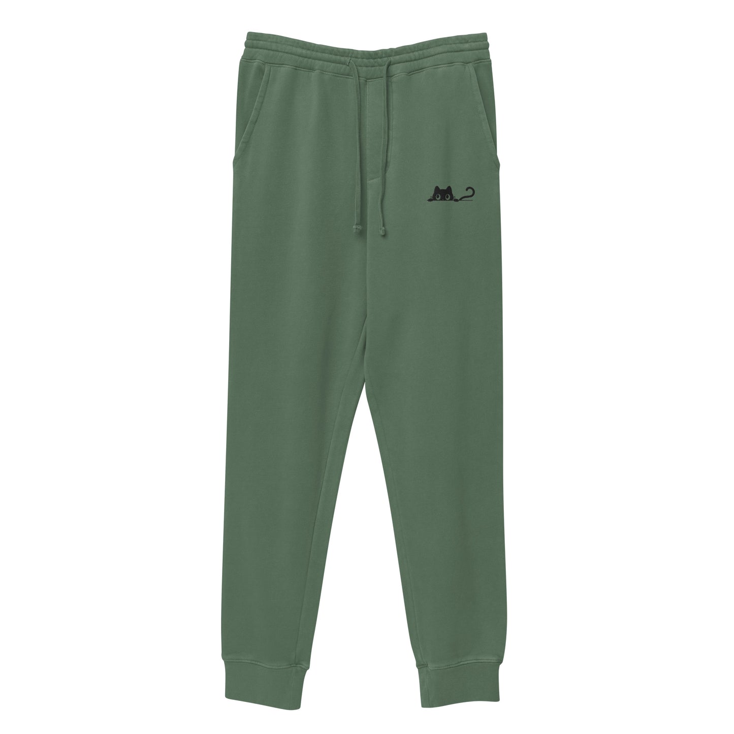 Embroidered Black Cat Sweatpants
