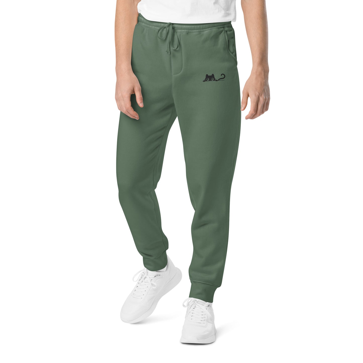 Embroidered Black Cat Sweatpants
