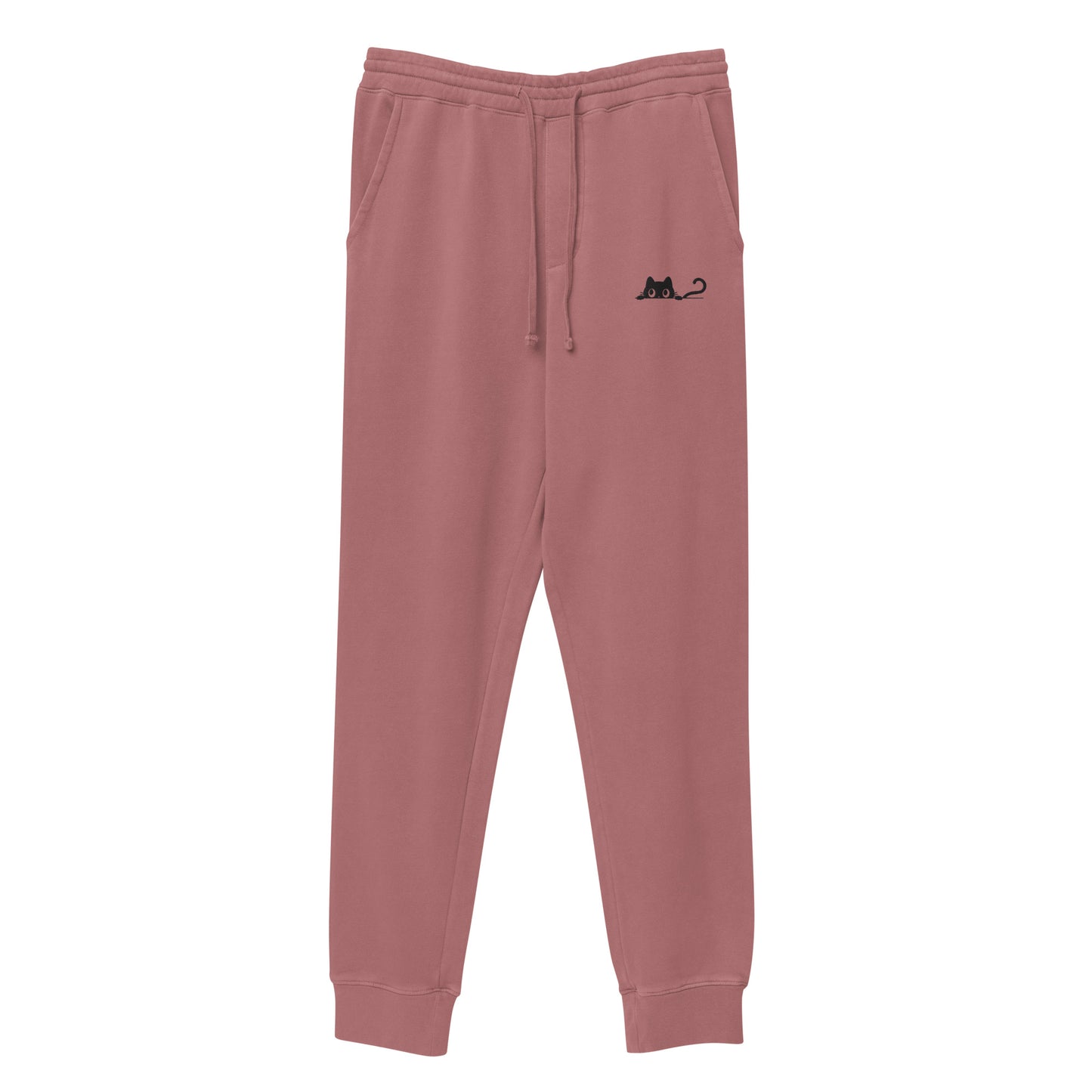Embroidered Black Cat Sweatpants