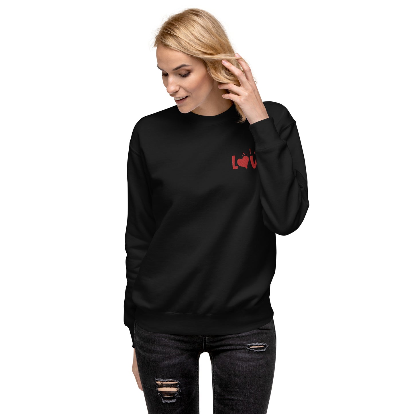Love Embroidered Couple Unisex Premium Sweatshirt