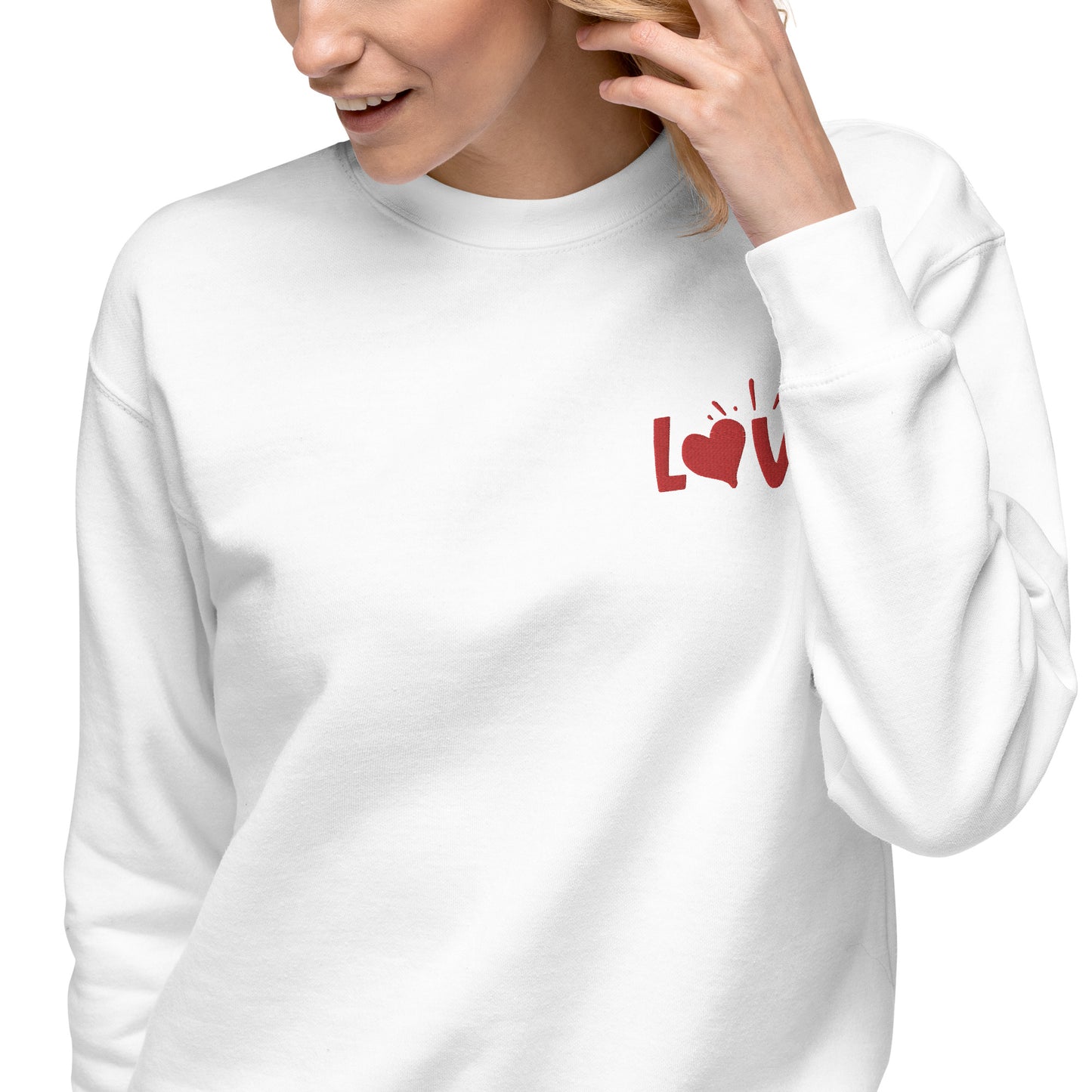 Love Embroidered Couple Unisex Premium Sweatshirt