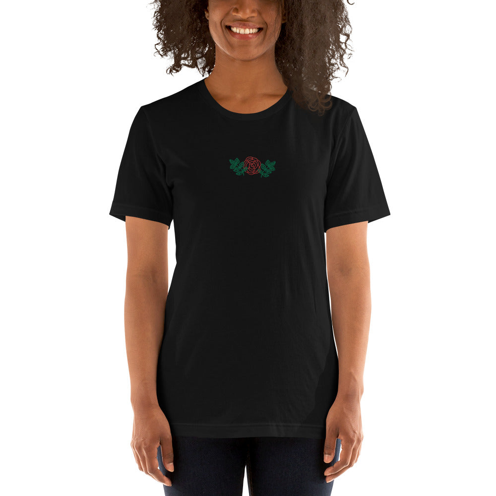 Embroidered Rose Women's T-Shirt - Bella Aster