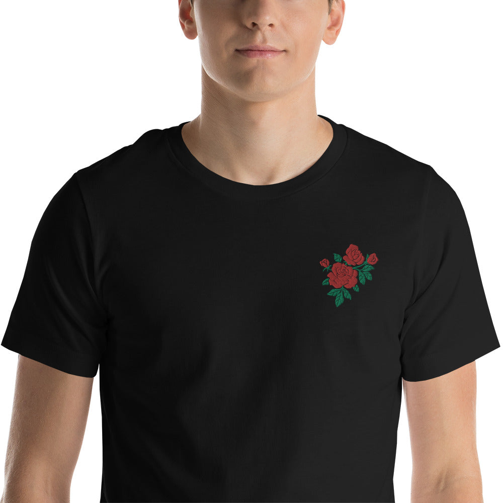 Embroidered Roses Cotton T-Shirt