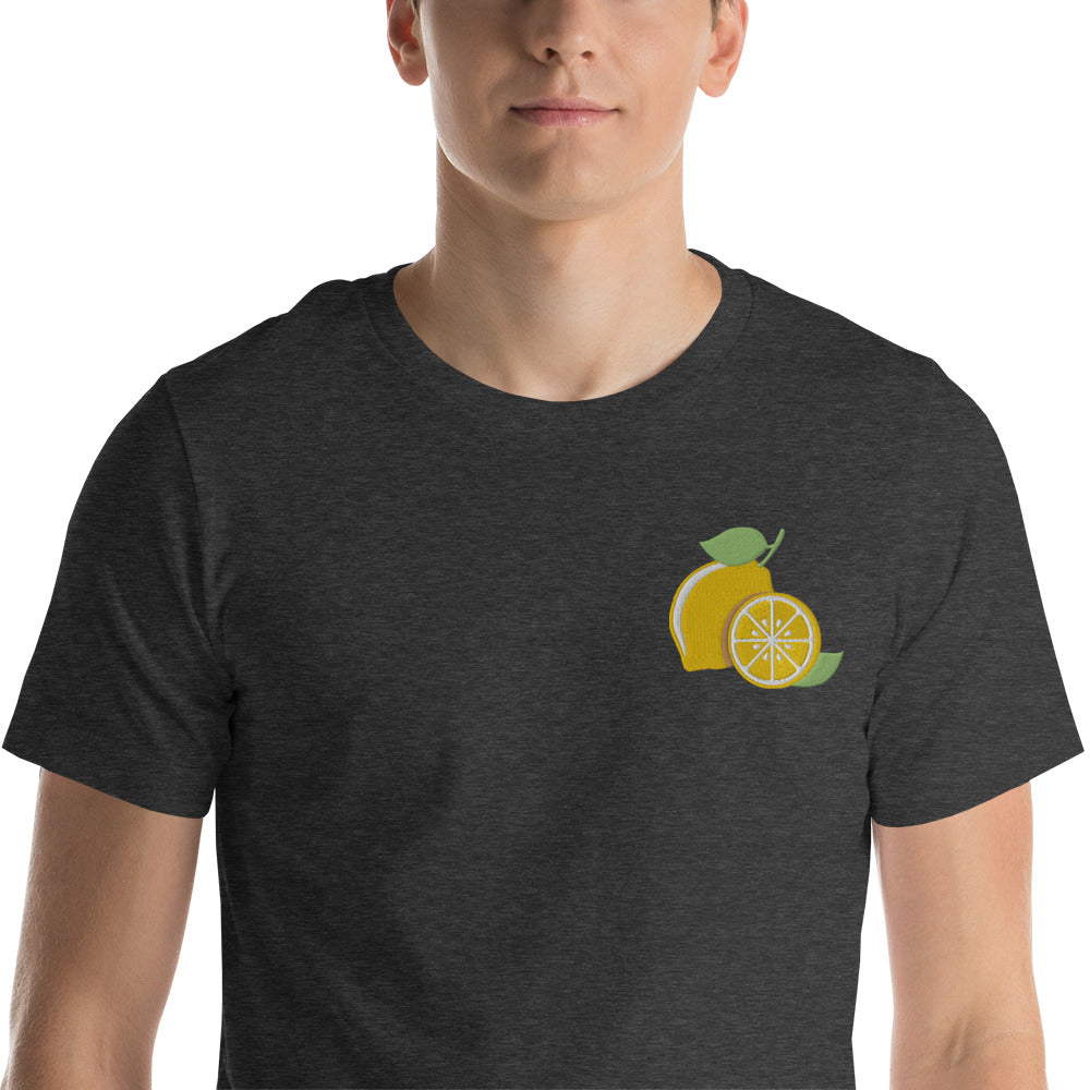 Embroidered Lemon Unisex Graphic T-Shirt