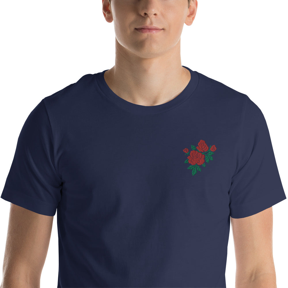 Embroidered Roses Cotton T-Shirt