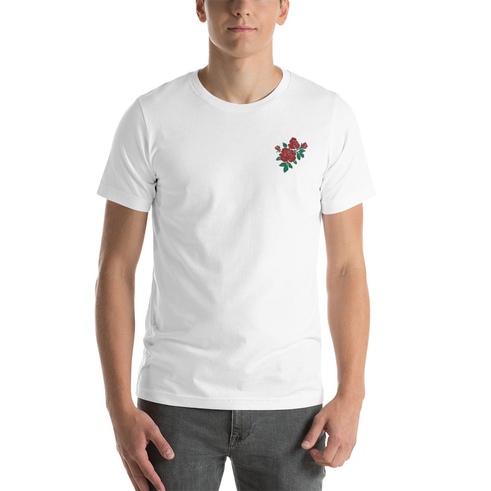 Embroidered Roses Cotton T-Shirt