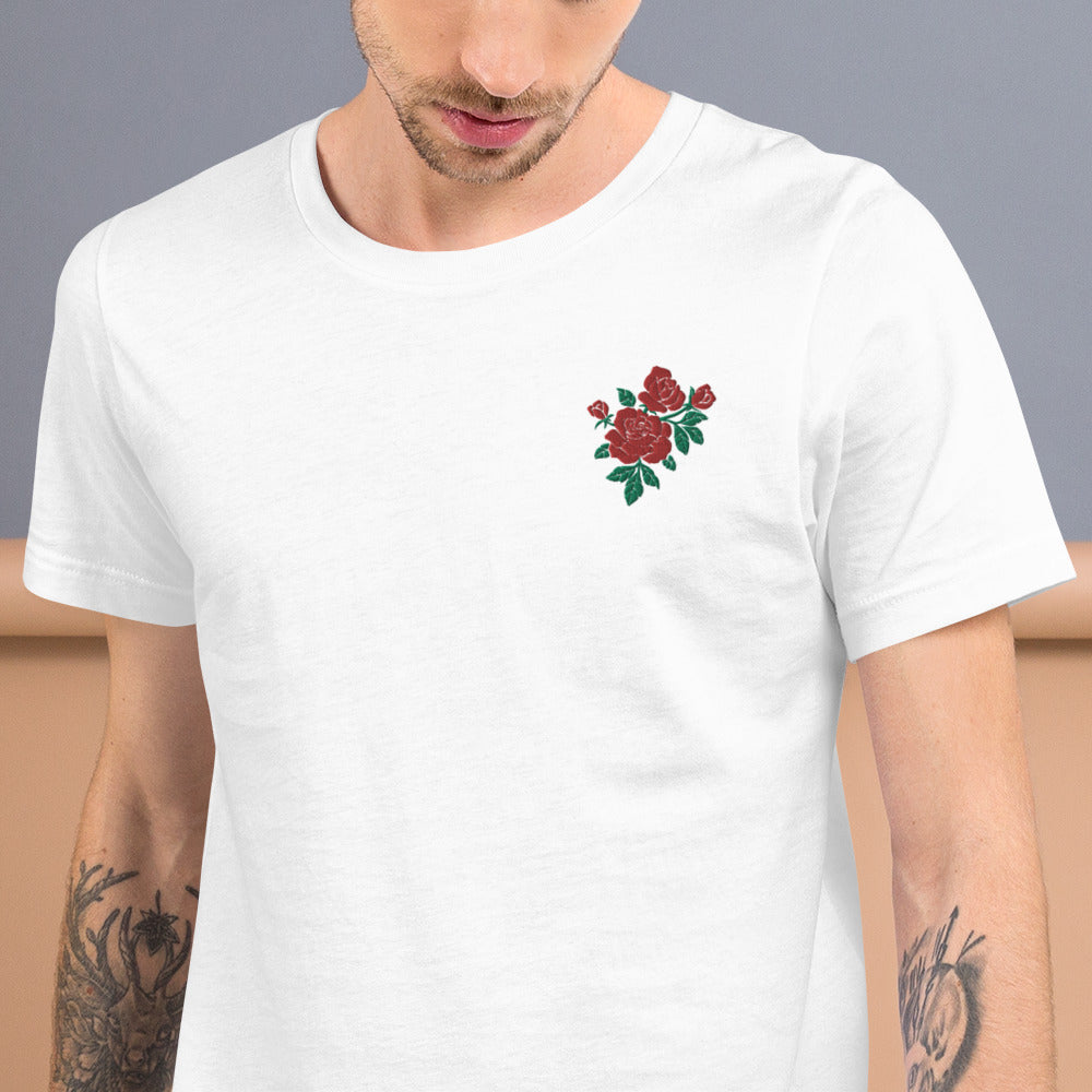Embroidered Roses Cotton T-Shirt