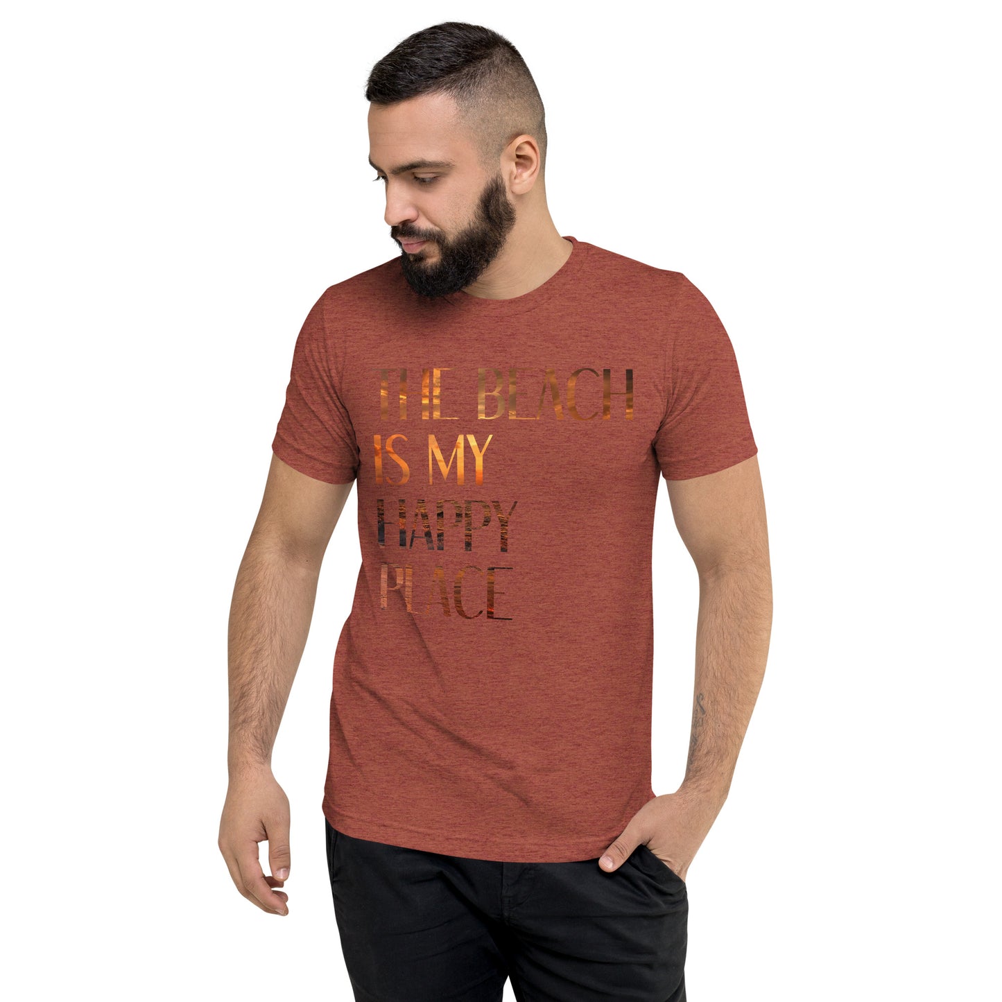 The Beach Is My Happy Place Tri-Blend T-Shirt - Men