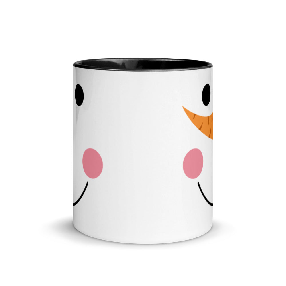 Blushing Snowman Ceramic Mug with Color Inside