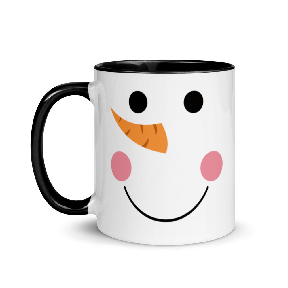 Blushing Snowman Ceramic Mug with Color Inside