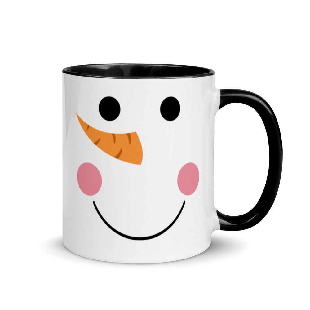 Blushing Snowman Ceramic Mug with Color Inside