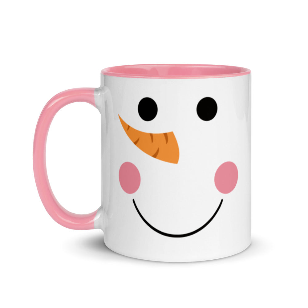 Blushing Snowman Ceramic Mug with Color Inside