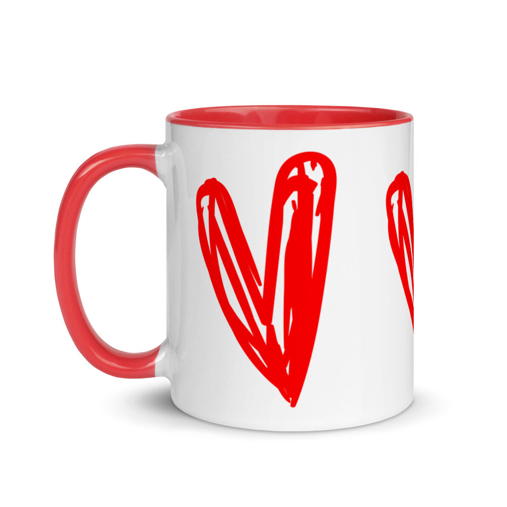 Red Hearts Mug with Color Inside