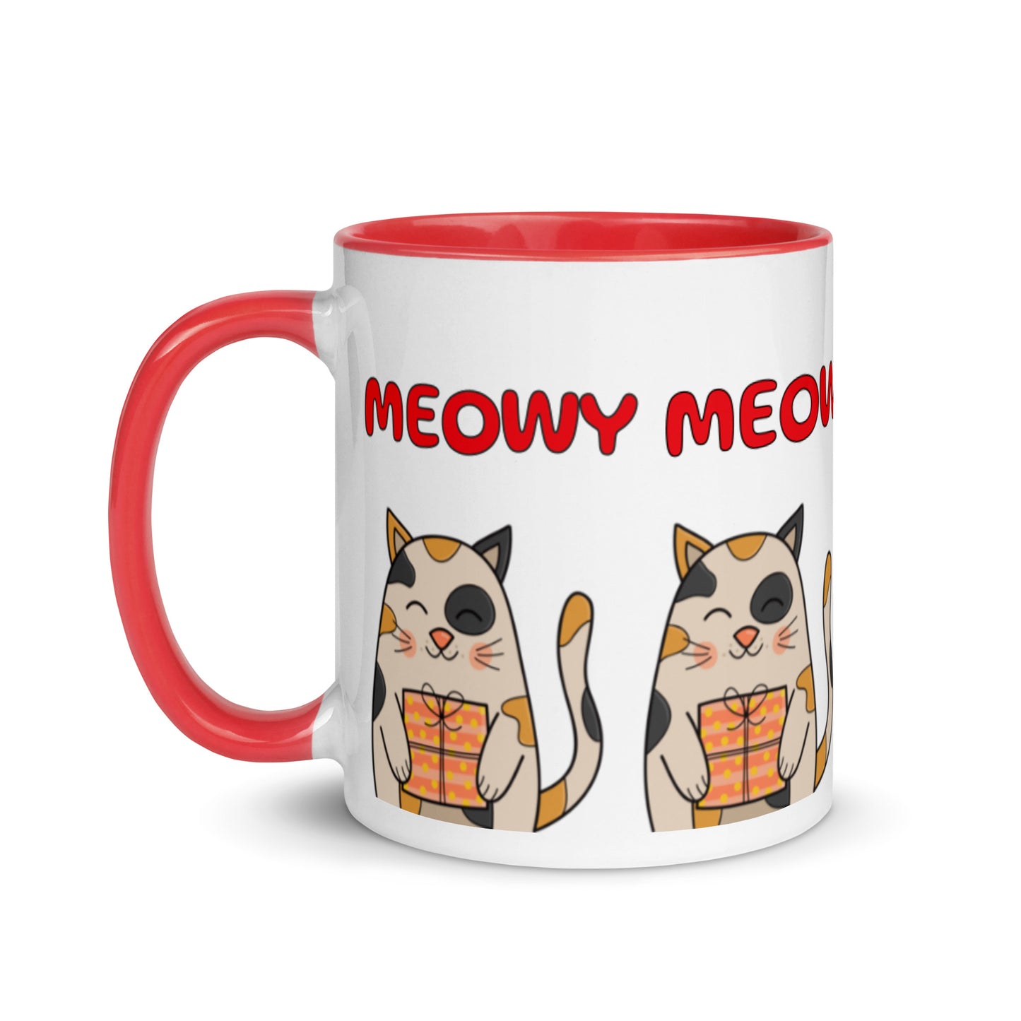 Meowy Meowy Christmas Mug with Color Inside