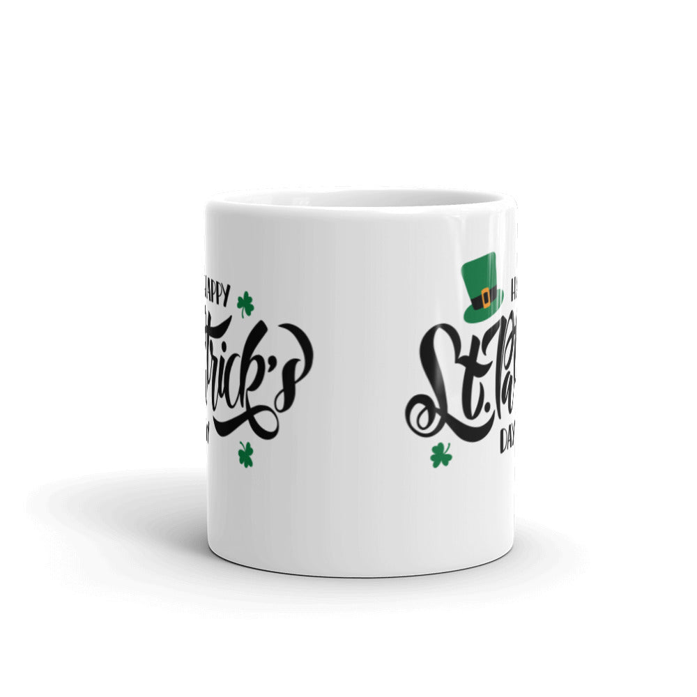 Happy St. Patrick's Day Ceramic Mug - Leprechaun Hat and Shamrock