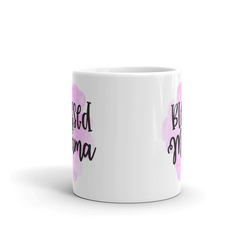 Blessed Mama White Glossy Mug, Mother's Day Mug