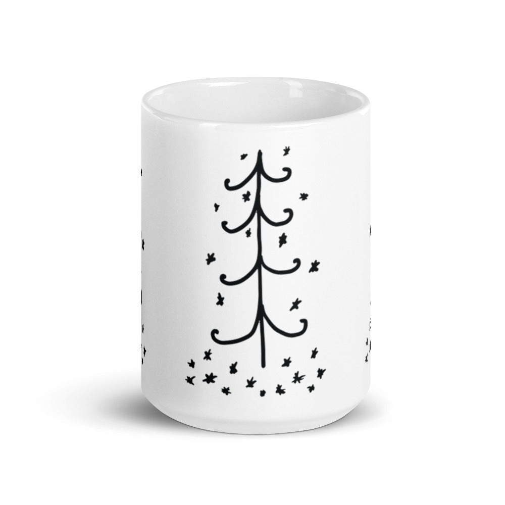 Black and White Christmas Tree Ceramic Mug