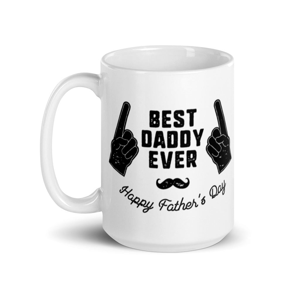Best Daddy Ever Black and White Glossy Mug