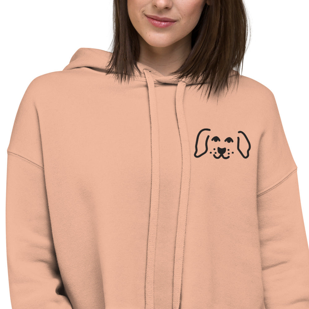 Dog Embroidered Crop Hoodie