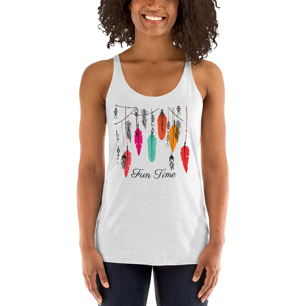 Fun Time Boho Feathers Racerback Tank - Women - Bloom Seventy Seven