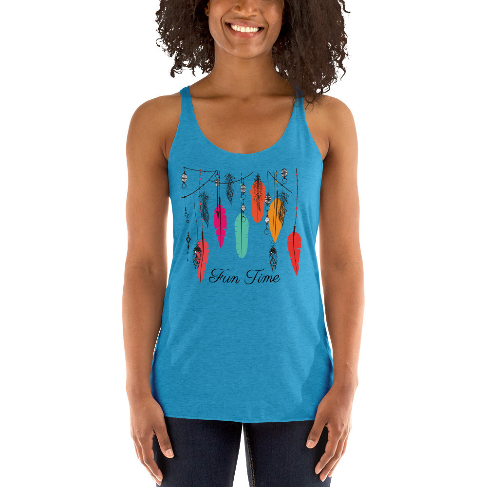 Fun Time Boho Feathers Racerback Tank - Women - Bloom Seventy Seven
