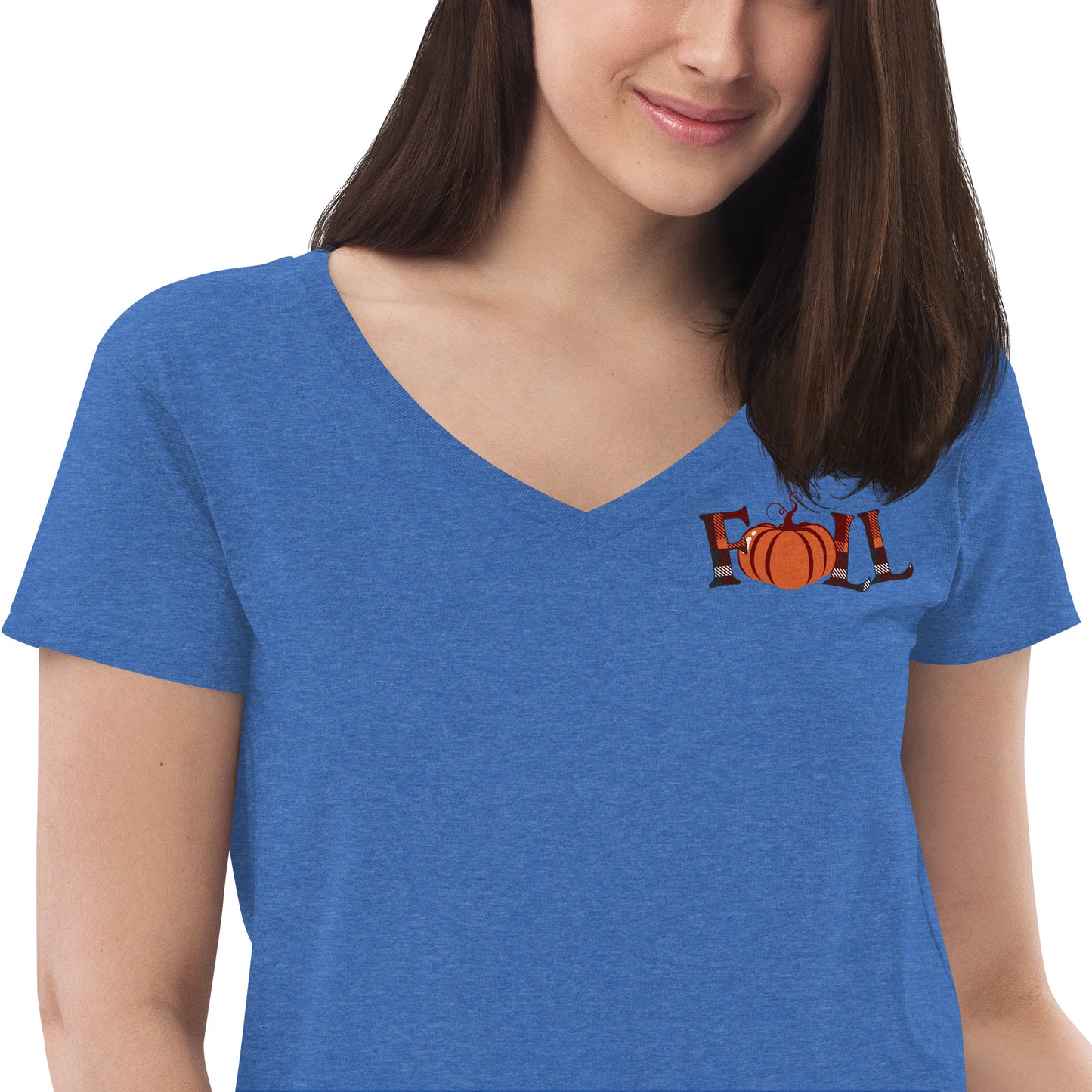 Fall Pumpkin Women’s Recycled V-neck T-Shirt