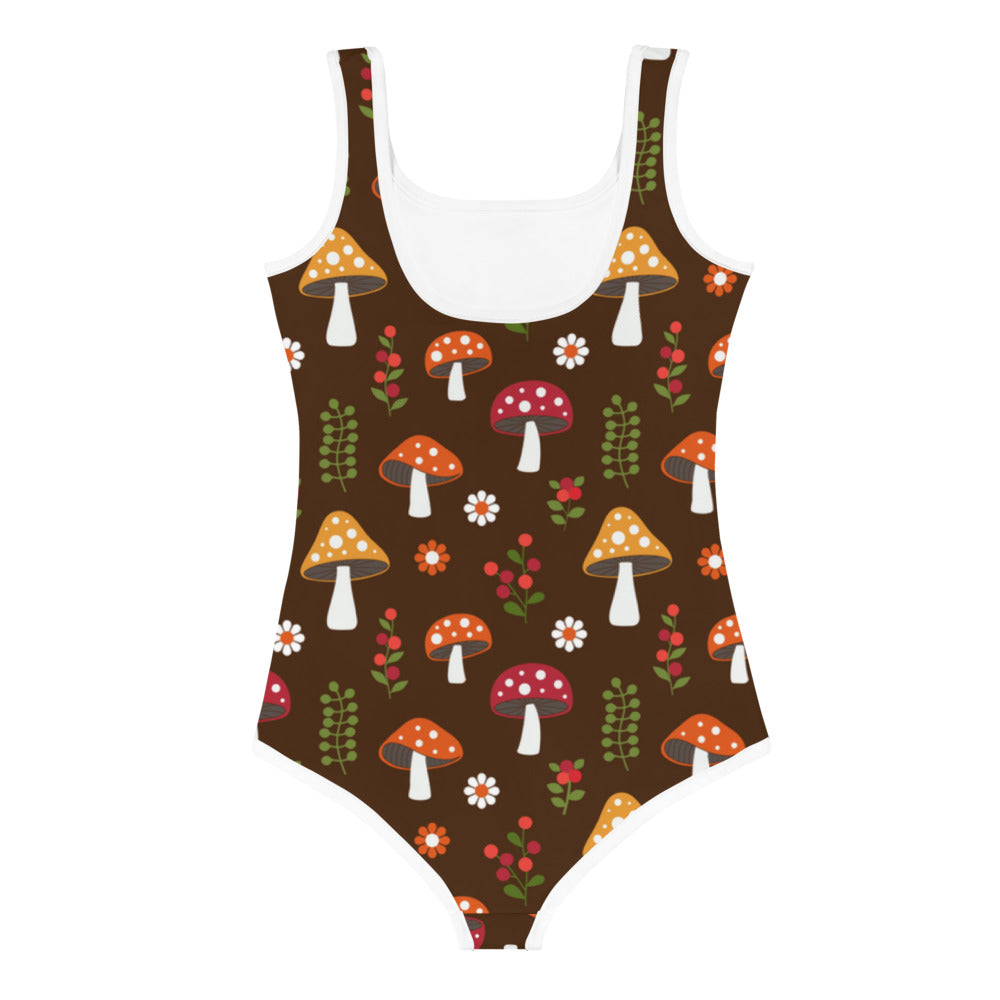 Mushrooms and Daisies Retro pattern Girls' Swimsuit