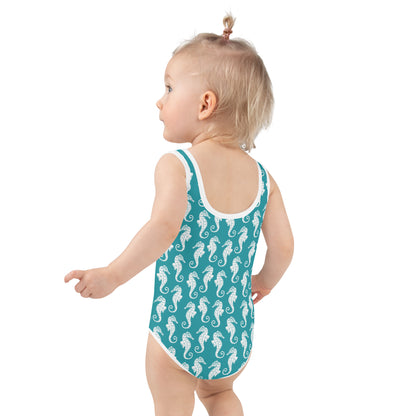 Seahorses Print Girls' Swimsuit