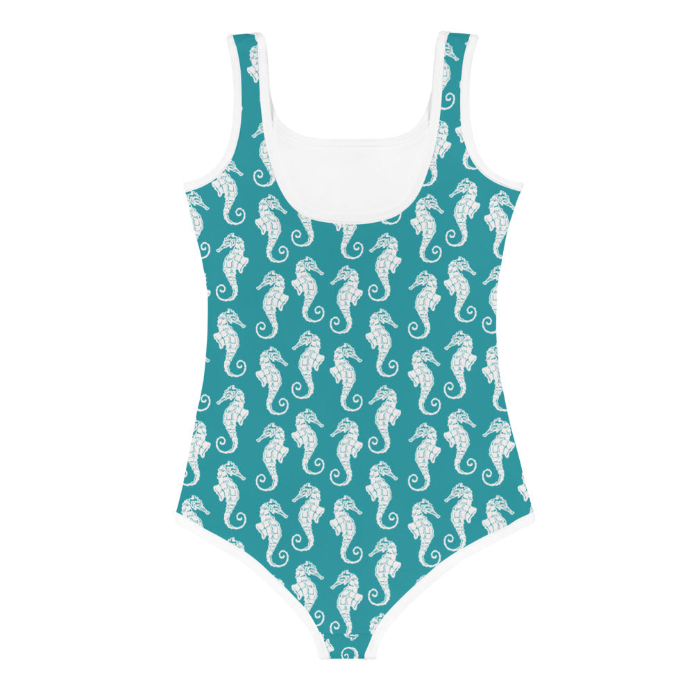 Seahorses Print Girls' Swimsuit