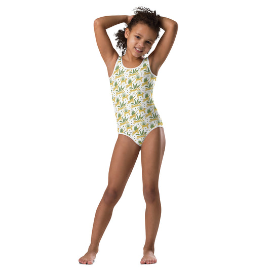 Happy Leopard Print Girls' Swimsuit