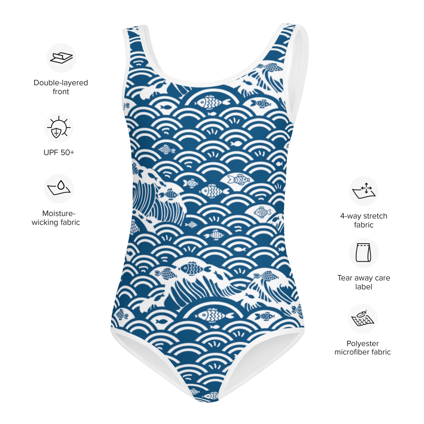 Fishes In The Sea Print Girls' Swimsuit