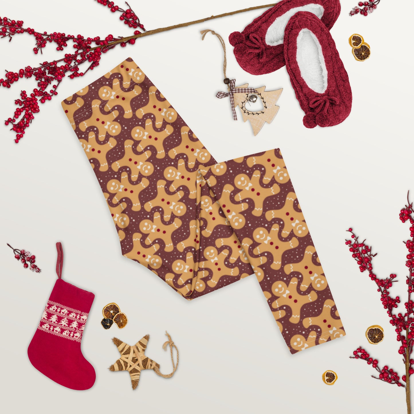 Gingerbread Man Christmas Cookie Print Leggings