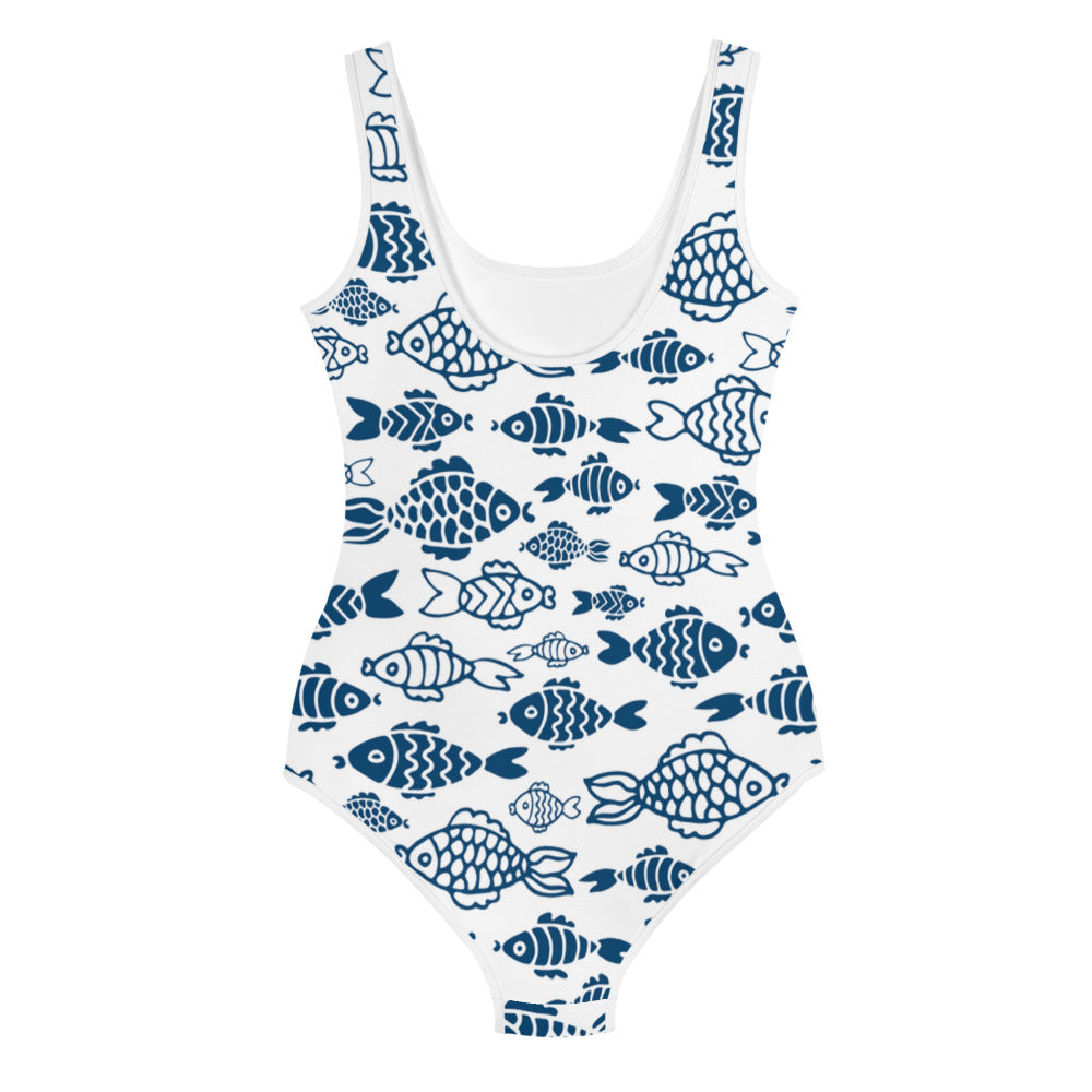 Fishes Print Youth Swimsuit