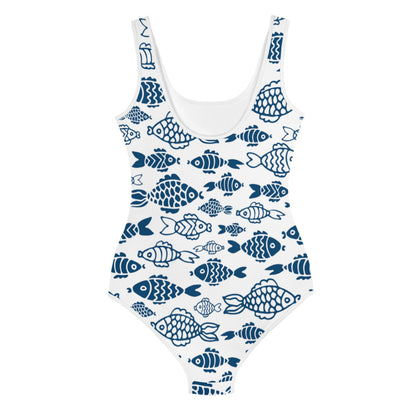 Fishes Print Youth Swimsuit
