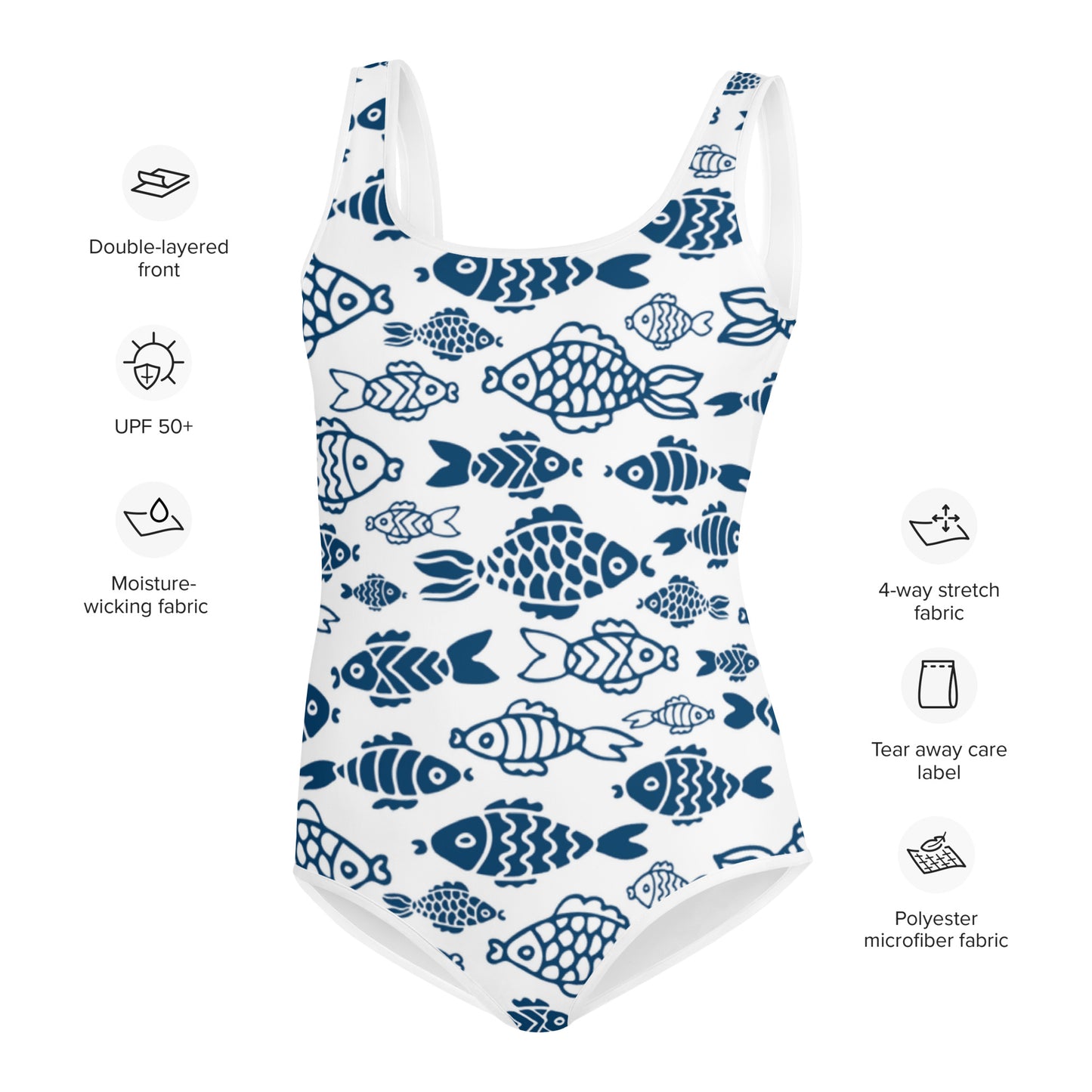 Fishes Print Youth Swimsuit