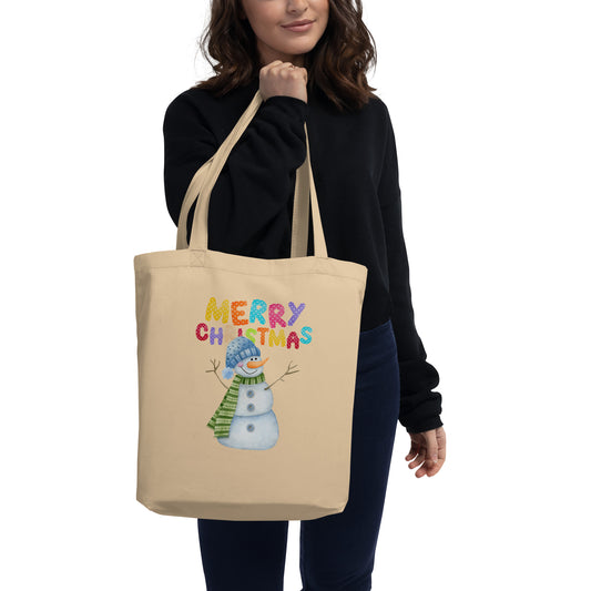 Merry Christmas Snowman Eco Tote Bag