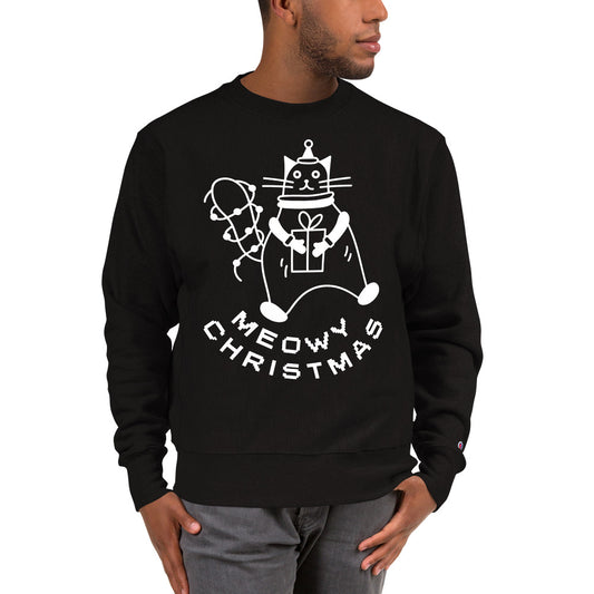 Meowy Christmas Mens Champion Graphic Sweatshirt